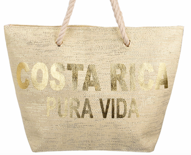 Bolsa de Playa Color Arena con Letras Doradas