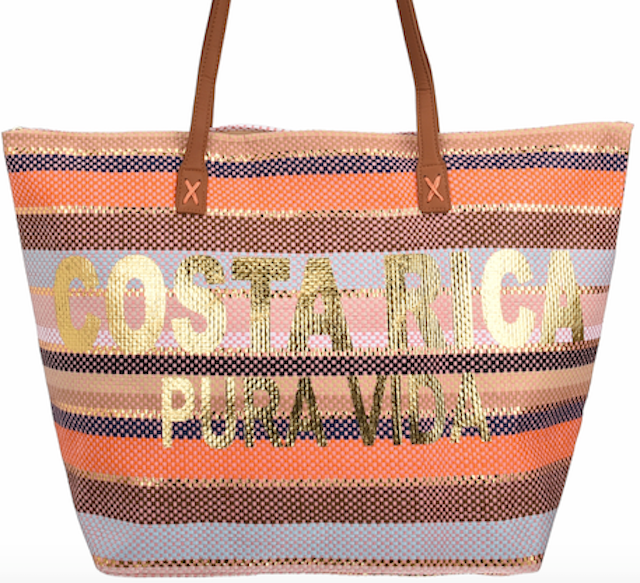 Bolsa de Playa Rayas tonos Naranja con Letras Doradas