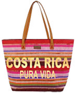 Bolsa de Playa Rayas tonos Rojos con Letras Doradas