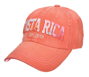 Gorra Naranja Visera Floreada