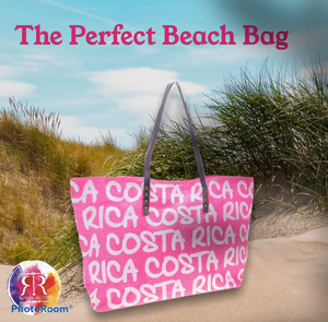 Bolsa de Playa Tipo Yute de Color Rosado Blanco