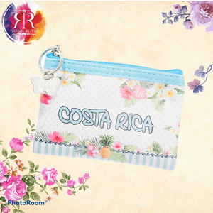 Monedero Cuadrado Flores Tropicales Turquesa
