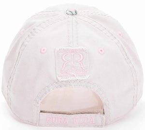 Gorra Blanca Flores Rosada