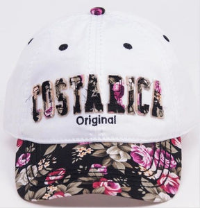 Gorra Mujer Blanca Flores Negra