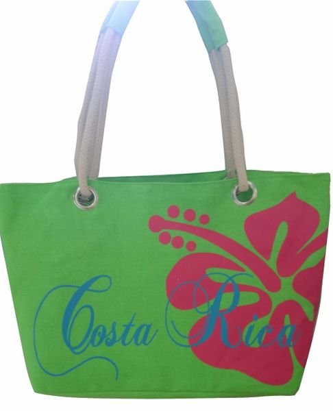 Bolsa de Playa con Cuerda Verde Flor