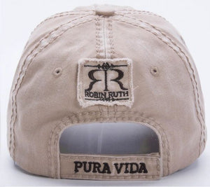 Gorra Mujer Beige Bordada