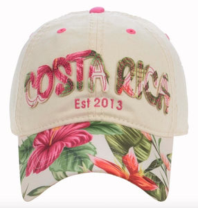 Gorra Mujer Beige Flores Tropicales