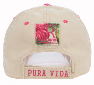 Gorra Mujer Beige Flores Tropicales