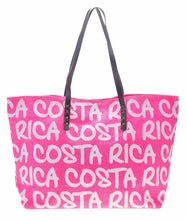 Cargar imagen en el visor de la galería, Bolsa de Playa Tipo Yute de Color Rosado Blanco
