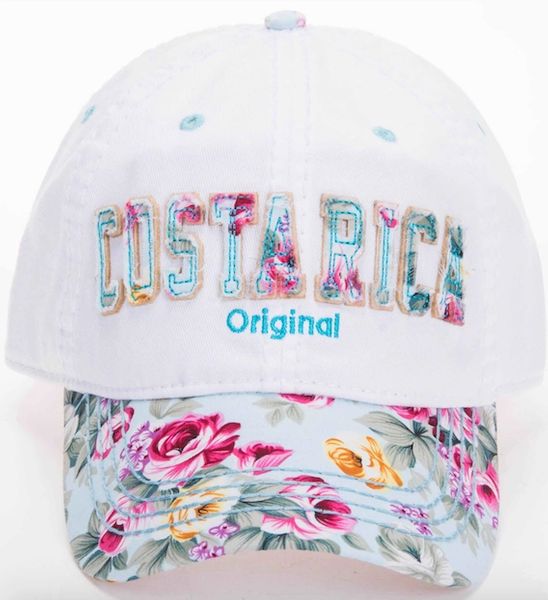 Gorra Mujer Blanca Flores Celeste