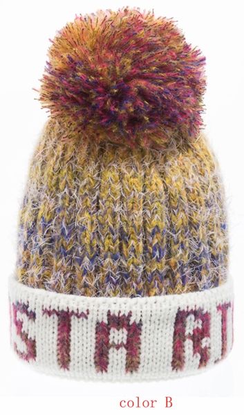 Gorro de Invierno Corto Multicolor Amarillo