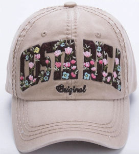 Gorra Mujer Beige Bordada