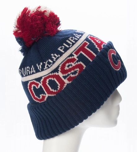 Gorro de Invierno Corto Azul Letras Rojas
