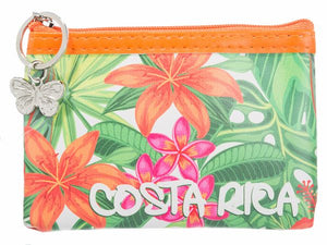 Monedero Cuadrado Flores Tropicales Naranja