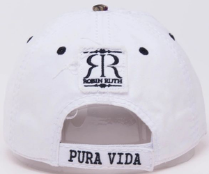 Gorra Mujer Blanca Flores Negra