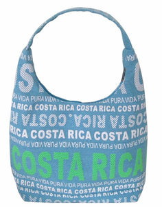 Bolsa City Neón Celeste Letras Verdes y Blancas